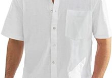 J.VER Men's Cotton Linen Short Sleeve Shirts Casual Lightweight Button Down Shirts Vacation Beach Summer Tops with Pocket