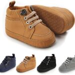Meckior Toddler Baby Boys Girls High Tops Ankle Sneakers Soft Anti-Slip Sole PU Leather Moccasins Infant Newborn Prewalker First Walking Crib Shoes