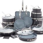 GreenPan Valencia Pro Hard Anodized Healthy Ceramic Nonstick 22 Piece Cookware Pots & Pans Set, Fry Grill, Griddle, Saute & Sauce Pans, Stockpot,Lids, PFAS-Free, Induction, Dishwasher & Oven Safe,Gray
