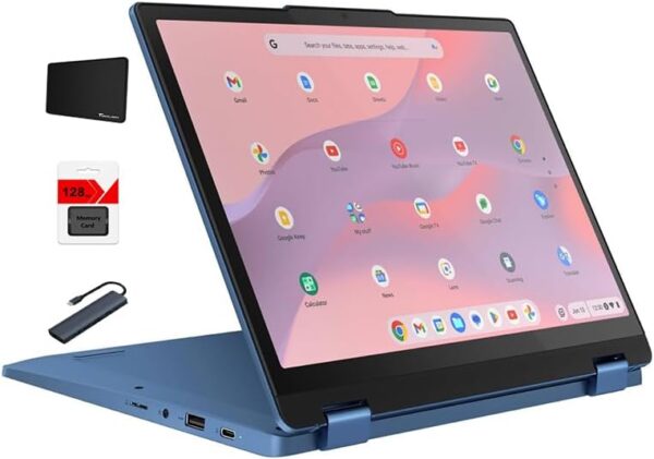 Lenovo Flex 3 3i Chromebook 2-in-1 12.2" WUXGA Touch-Screen Laptop, Intel N100 with 4GB DDR5, 64GB eMMC, Chrome OS, Abyss Blue with Accessories