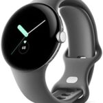 Google Pixel Watch - Android Smartwatch with Fitbit Activity Tracking - Heart Rate Tracking Watch Polished Silver Stainless Steel case with Charcoal Active band - WiFi