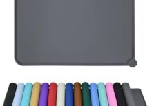 Reopet Waterproof Pet Feeding Mat with High Raised Edges, Heavier and Thicker Placemats for Cat Dog Water Bowl, BPA Free Silicone Feeding Mat, Dog Cat Feeding Mats for Food and Water Prevent Spill