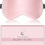Silk Sleep Mask for Women - Soft Breathable Organic Natural Mulberry Silk Fabric Blackout Eye Mask for Sleeping with Adjustable Straps No Pressure Eye Mask for Travel Essentials Gifts (Pink)