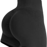 Buauty Gym Shorts Women, Seamless Yoga Workout Shorts, High-Waisted Scrunch Butt Booty Lifting Athletic Running Shorts