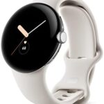Google Pixel Watch - Android Smartwatch with Fitbit Activity Tracking - Heart Rate Tracking - Polished Silver Stainless Steel case with Chalk Active band - WiFi