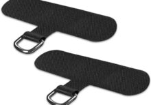 Phone Tether Tab for iPhone, Cell Phone Lanyard Patch, Phone Strap Replacement Part for All Full Phone Cases (Black)