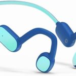 Kids Headphones, Bluetooth 5.2 Air Conduction Open Ear Headphones, 85dB Volume Limiting, Stereo Sound with Mic, IPX5 Waterproof, 20H Playtime, Perfect for School and Outdoor Activities-Blue