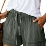 Mosucoirl Women Comfy Drawstring Casual Elastic Waist Pure Color Shorts Summer Beach Lightweight Short Pants with Pockets