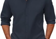 COOFANDY Men's Long Sleeve Button Down Shirts Casual Untucked Dress Shirt Summer Beach Wedding Shirts