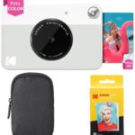 KODAK Printomatic Full-Color Instant Print Camera Starter Bundle + Carrying Case + Zink 20pk Photo Paper - Colorful Photos On 2x3 Sticky-Back Paper - Fun Gift for Birthday Christmas Holiday - Grey