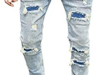 Men's Slim Fit Stretch Jeans Ripped Skinny Jeans for Men, Distressed Straight Leg Streetwear Comfort Male Pants