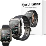 Njord Gear Indestructible Smartwatch, IP68 Waterproof Outdoor Rugged Smartwatch, Features Bluetooth Calling, Heart Rate and Sleep Monitoring Available for Android and iOS Phone. (Black)
