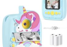 Kids Camera Instant Print, Christmas Birthday Gifts for Kids Age 3-8, 48MP &1080P Kids Camera with Print Paper, Portable Toy Instant Camera for Kids 3 4 5 6 7 8 9 10 Year Old Boys Gifts/Girl Gifts