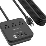 Cruise Essentials,20 Ft Power Strip with 3 Outlets and 4 USB Ports(1 USB C), Non Surge Protector for Cruise Ship, Travel, Home Office, ETL Listed, Black