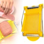 Food Slicer, 2024 Upgrade 14 Lines Multifunction Stainless Steel Egg Slicer, Fast Cutting Cheese Slicer Mushroom Strawberry Slicer Tools, Egg Cutter Chopper for Hard Boiled Eggs Luncheon Meat (Yellow)