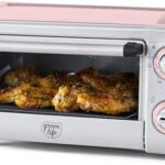 GreenLife Countertop Toaster Oven Air Fryer Stainless Steel, Healthy Ceramic Nonstick, PFAS and PFOA-Free, Tray & Basket, Bake, Broil, Reheat, Adjustable Temp & Time Control, Auto Shutoff, Pink