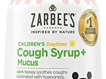 Zarbee’s Kids Cough + Mucus Daytime for Children 2-6 with Dark Honey, Ivy Leaf, Zinc & Elderberry, 1 Pediatrician Recommended, Drug & Alcohol-Free, Mixed Berry Flavor, 4FL Oz