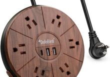 Power Strip Surge Protector 6 AC outlets with USB and USB-C PD 20W Fast Charging 15A 1875W high Power Output Widely Spaced Multi outlets Circuit Breaker Safeguard for Home,Office, Dorm Room