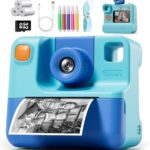 Kids Camera Instant Print, Christmas Birthday Gifts for Girl Boys 3-12 Years Old, FHD Selfie Digital Video Cameras Toddler 3 Rolls Print Paper & 32G Card (Blue)