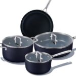 Nonstick Ceramic Cookware Set 7 pcs,Non Stick Pots and Pans Set,Non-toxic Kitchen Cooking Set,Dishwasher/Oven Safe,NO PFAS/PFOA,Blue