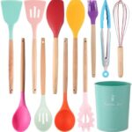Silicone Kitchen Utensils Set, 12-piece Silicone Cooking Utensils Set Non-stick Cookware Is Heat-resistant, BPA-free, Stirring Kitchen Tools Set,Spoon,Tongs,Whisk,Brush,Spatula (Colorful)