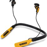 DEWALT Wireless Bluetooth Neckband Headphones — Neckband Earphones with 30H Runtime — Secure Magnetic Earbuds — Noise-Isolating Wireless Earbuds — Jobsite Pro Built-in Mic for Crystal-Clear Calls