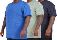 Real Essentials 3 Pack: Men’s Big & Tall Tech Stretch Long-Sleeve & Short-Sleeve Dry-Fit T-Shirt (3XT-5XT)