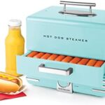 Nostalgia Extra Large Diner-Style Steamer, 20 Hot Dogs and 6 Bun Capacity, Perfect for Breakfast Sausages, Brats, Vegetables, Fish, Aqua