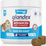 Glandex Anal Gland Soft Chew Treats with Pumpkin for Dogs Digestive Enzymes, Probiotics Fiber Supplement for Dogs Boot The Scoot (Advanced Strength Duck/Bacon Chews (Vegetarian), 60ct)