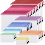 EOOUT 30pcs Mesh Zipper Pouch Bags, 8 Sizes Plastic Zipper Bags, 8 Colors Waterproof Zipper Pouches for Organization, Multipurpose for Travel, School Supplies, Office Appliances and Home Organization