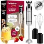 Mueller Immersion Blender Handheld - 8 Speed Stainless Steel Electric Hand Blender, 3 in 1 Emulsion Blender Handheld with Turbo Mode, Stick Blender Emulsifier for Kitchen for Soup, Smoothie, Puree