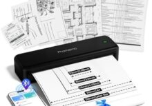 Phomemo Portable Printer Wireless for Travel, Bluetooth Thermal Printer 8.5" x 11", Support Multi-Size Thermal Paper, Compatible with iOS,Android & PC,Inkless Printer for Travel,Office,School, Black
