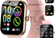 Smart Watch (Answer/Make Calls), 1.96" HD SmartWatch for Men Women 113+ Sport Modes, Fitness Activity Tracker Heart Rate/Sleep Monitor/Pedometer, IP68 Waterproof, Smart Watches for Android iOS, Pink