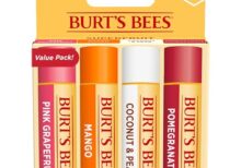 Burt's Bees Lip Balm Stocking Stuffers, Moisturizing Lip Care Christmas Gifts, SuperFruit - Pomegranate, Coconut & Pear, Mango, Pink Grapefruit, Natural Origin Treatment (4-Pack)