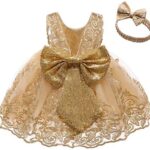 CMMCHAAH 0-6 Years Baby Girls Pageant Lace Embroidery Dresses Toddler Formal Dress with Headwear