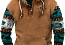 RTTUIOP Mens Aztec Hoodies Long Sleeve Shirt Crewneck Sweatshirt Casual Vintage Pullovers with Pocket
