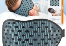 LitBear Breathable Sleep Mask, 3D Eye Mak Sleep for Side Sleepers Women Men, Light Blocking Sleeping Mask with Adjustable Strap, Soft Lightweight Eye Cover for Travel, Night Work, Nap -Ice Blue