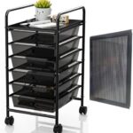 Metal 6 Tier Rolling Cart with 6 Drawers,1 Table Top & 4 Wheels, Utility Grocery Craft Cart on Wheels for Classroom, Office, Bathroom, Kitchen, Bar, Home Storage and Organization, Dorm Room Essentials