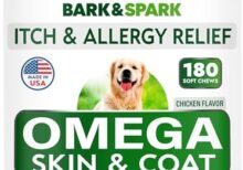 BARK&SPARK Omega 3 for Dogs - 180 Fish Oil Treats for Dog Shedding, Skin Allergy, Itch Relief, Hot Spots Treatment - Joint Health - Skin and Coat Supplement - EPA & DHA Fatty Acids - Salmon Oil