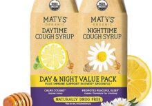 Matys Organic Adult Cough Syrup Day & Night Value Pack for Adults & Children 12 Years + Up, Soothing Daytime & Nighttime Cough Relief w/Organic Honey & Zinc, Alcohol & Drug Free, 2 Pack, 6 Fl Oz Each