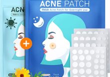 LitBear Acne Pimple Patches- Day and Night 4 Sizes 180 Dots Thin & Thick Hydrocolloid Patches with Witch Hazel, Tea Tree & Calendula Oil, Extra Adhesion for Face Zit Patch Dots