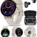 Garmin Venu 3S GPS Smartwatch, AMOLED Display 41 mm Watch, Health and Fitness Features, Up to 10 Days of Battery, Sleep Coach, Ivory Case with Wearable4U Black Earbuds Bundle
