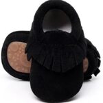 HONGTEYA Leather Baby Moccasins Hard Soled Tassel Crib Toddler Shoes for Boys and Girls…